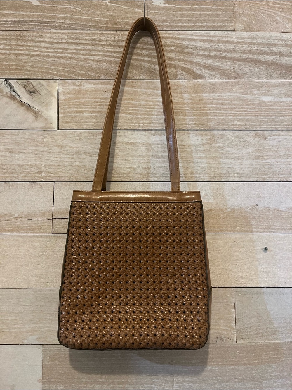 Liz Claiborne Woven Leather Shoulder Tote Bag